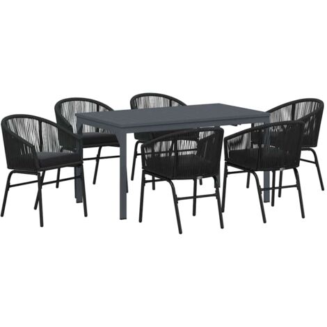 Conjunto de Comedor de Jardín 7 pcs Negro ratán sintético vidaXL (1/5)