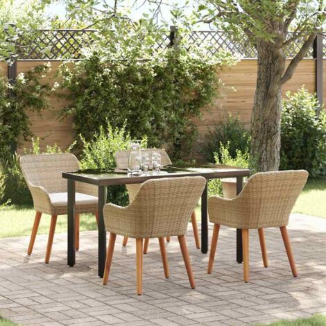Conjunto de Comedor de Jardín 5 pcs Beige ratán sintético vidaXL (1/5)