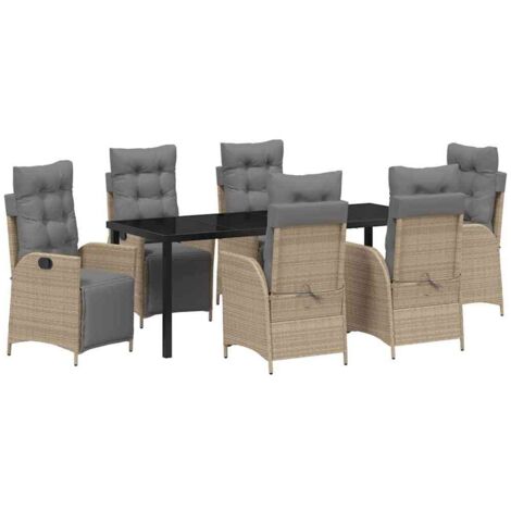 Conjunto de Comedor de Jardín 7 pcs Beige ratán sintético vidaXL (1/5)