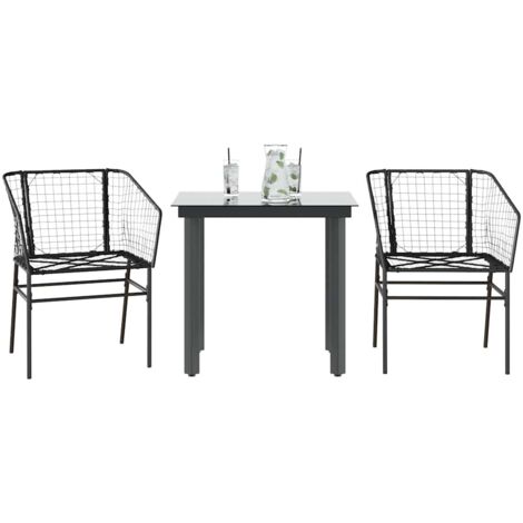 Muebles de jardín 3 piezas ratán sintético vidrio negro vidaXL (1/5)