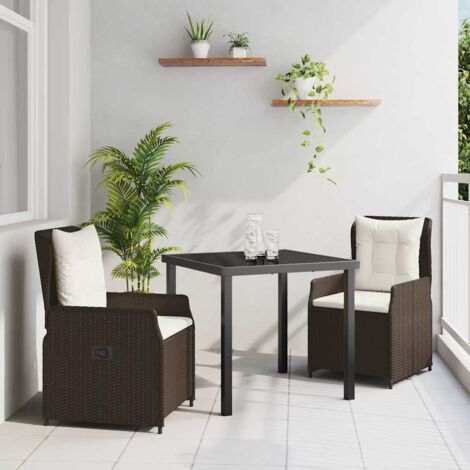 Conjunto de Comedor de Jardín 3 pcs Marrón ratán sintético vidaXL (1/5)