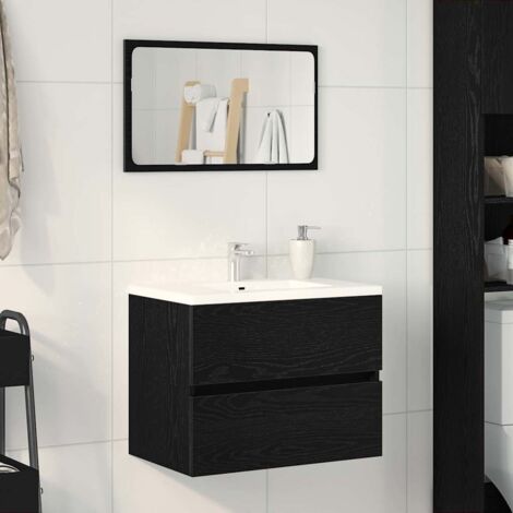 Gabinete de fregadero Roble Negro 60x38,5x45 cm Madera elaborada vidaXL