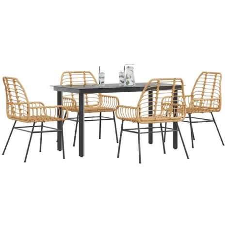 Juego de comedor jardín 5 piezas ratán sintético marrón vidaXL (1/5)