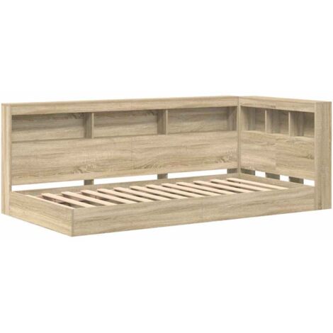 Cama con Estantería con cabecera Roble Sonoma 75 x 190 cm vidaXL