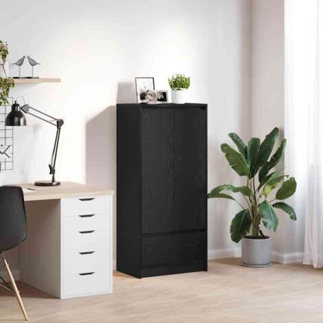 Armario con cajón de roble negro 55,5x34x119,5 cm vidaXL