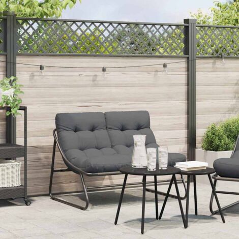 Muebles de jardín con cojín Negro 110 x 80 x 71cm Metal vidaXL