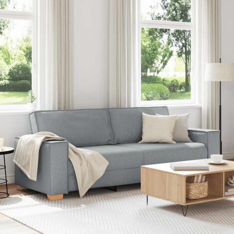 Sofá de 3 plazas de tela gris claro, 220x78x84 cm vidaXL