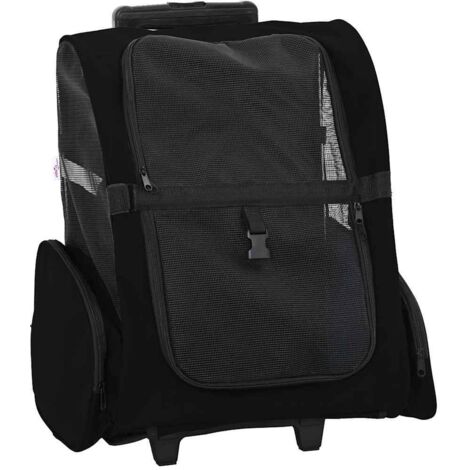 Carrito para mascotas 3 en 1, diseño negro, 48 x 32 x (57-106) cm, tela Oxford vidaXL