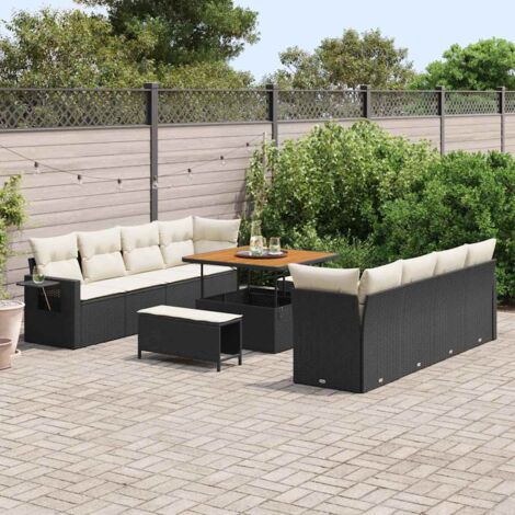 Conjunto de sofá de jardín 11 pcs Negro Poliratán vidaXL (1/5)