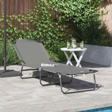 Tumbona plegable 1-persona Gris 56 x 189 x 87cm tela vidaXL (1/5)