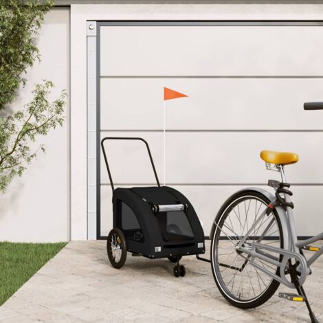 Remolque de bicicleta mascotas hierro tela Oxford negro vidaXL