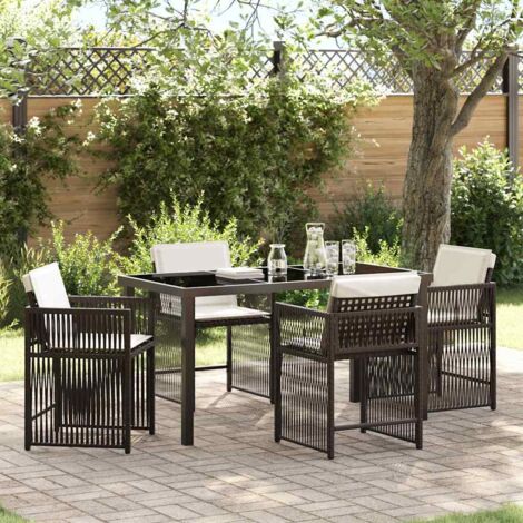 Conjunto de Comedor de Jardín 5 pcs Marrón ratán sintético vidaXL (1/5)