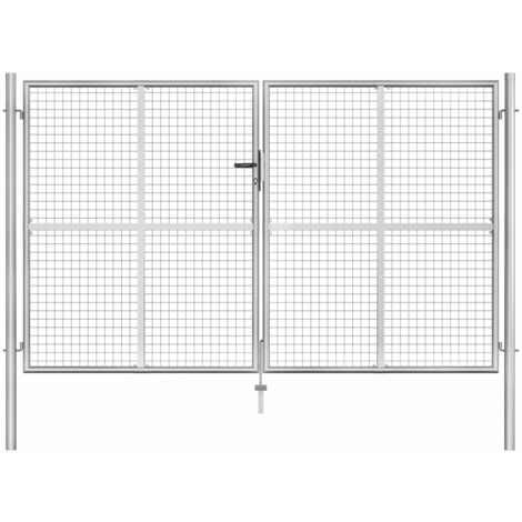 Puerta de jardín en acero galvanizado 306x200 cm de plata