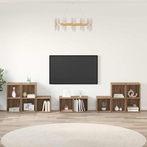 Juego de muebles de TV 8 pcs Roble artisan Madera contrachapada vidaXL (1/5)