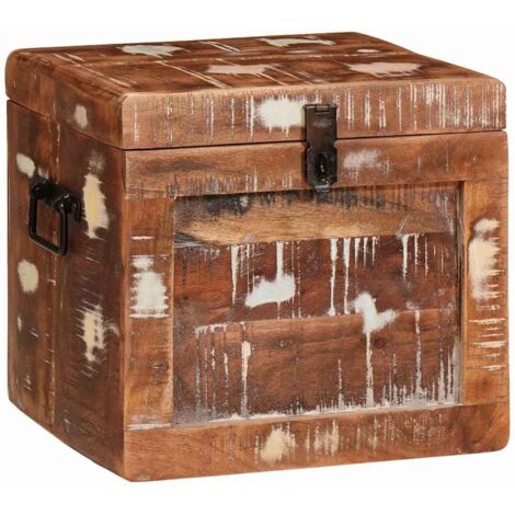 Caja de Almacenamiento Marrón Madera de mango maciza vidaXL