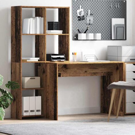 Escritorio con estante Madera vieja 138.5 x 55 x 143 cm vidaXL