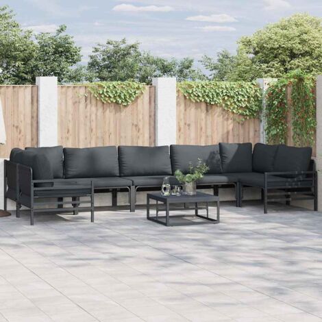 Conjunto de sofás de jardín con cojín 8 pcs Negro Acero vidaXL (1/5)