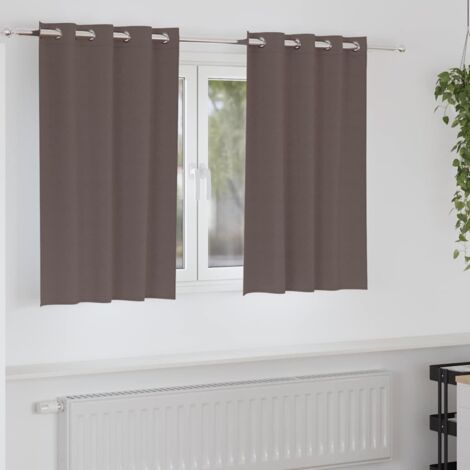 Cortinas Opacas con Anillas Marrón Oscuro Poliéster vidaXL