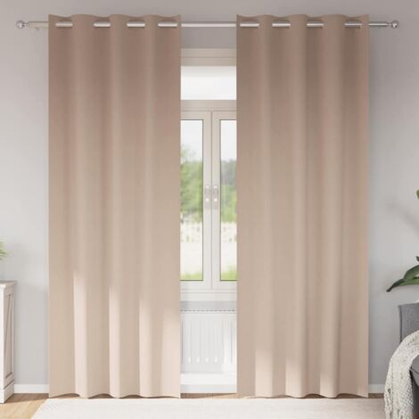 Cortinas Opacas con Anillas Taupé Poliéster vidaXL
