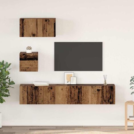 Mueble de TV de Pared 4 pcs Madera vieja 80 x 30 x 30.5 cm vidaXL (1/5)