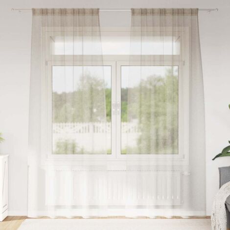 Cortina de Voilé con cortinas 2 pcs Arena 140x245cm Poliéster vidaXL