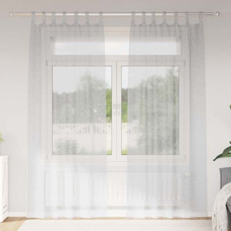 Cortina de Voilé 2 pcs Gris claro 140x245cm Poliéster vidaXL