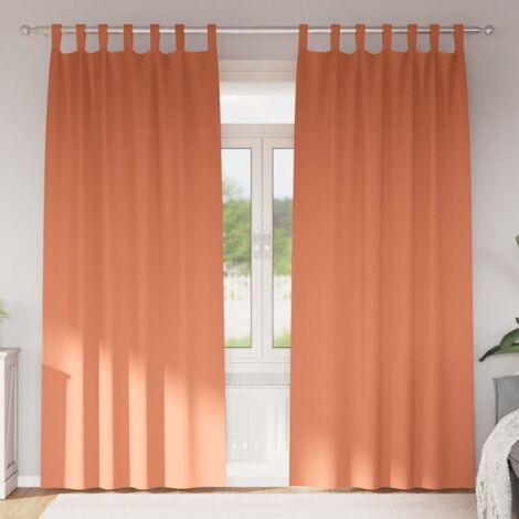 Cortinas Opacas con Anillas Terracota Poliéster vidaXL