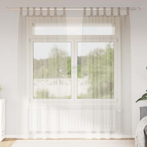 Cortina de Voilé con cortinas 2 pcs Arena 140x225cm Poliéster vidaXL