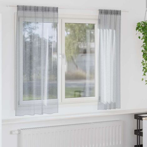 Cortina de Voilé 2 pcs Gris oscuro 140x175cm Poliéster vidaXL