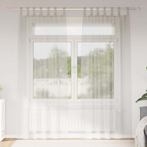 Cortina de Voilé con cortinas 2 pcs Crema 140x245cm Poliéster vidaXL