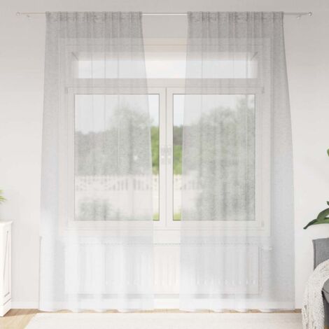 Cortina de Voilé 2 pcs Gris claro 140x245cm Poliéster vidaXL