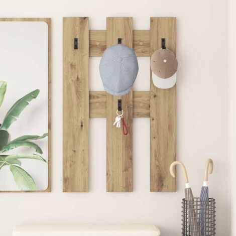 Perchero de pared Roble artesanal 65 x 3 x 100 cm vidaXL