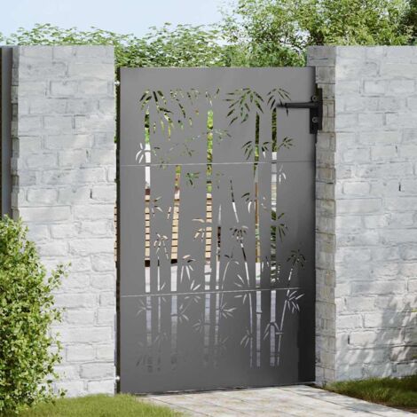 Puerta de jardín con cerradura Negro 105 x 125 cm vidaXL