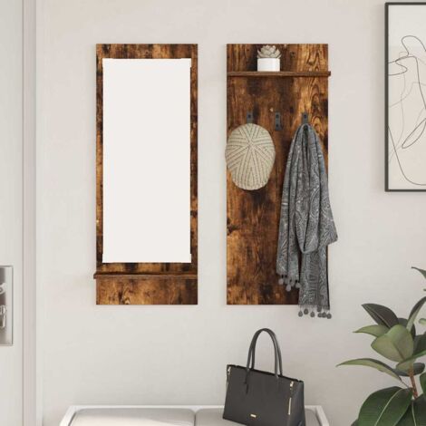 Perchero de pared con estante Roble ahumado 70 x 10 x 90 cm vidaXL