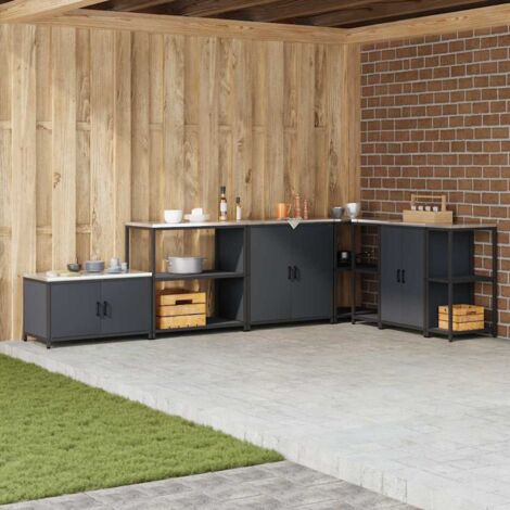 Almacenamiento de cocina HATTEM Gris antracita 90 x 50 x 92 cm vidaXL