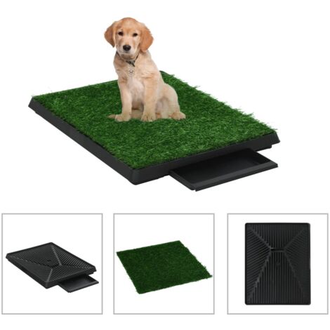 Inodoro mascotas con bandeja césped artificial verde 63x50x7 cm vidaXL