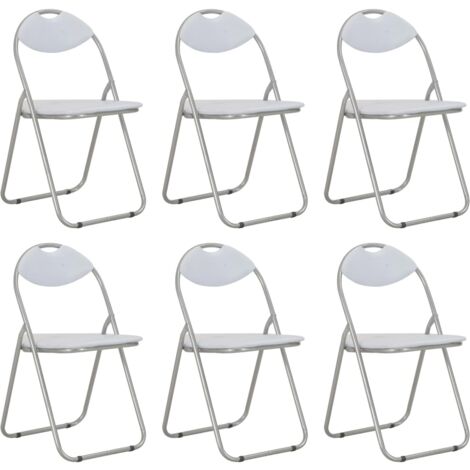 Sillas de comedor plegables 6 unidades cuero sintético blanco vidaXL