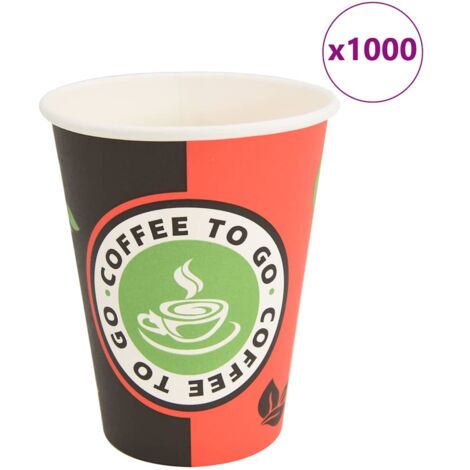 Tazas de café de papel 1000 uds 12oz 300ml rojo y negro vidaXL