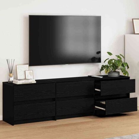 Gabinete de TV Roble Negro 182 x 34 x 50 cm vidaXL