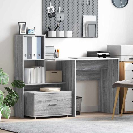 Escritorio con cajón Gris sonoma 131.5 x 50 x 106.5 cm vidaXL