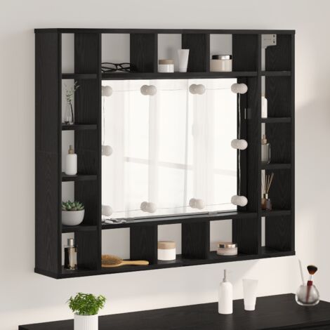Armario de espejo con estante Roble negro 91 x 15 x 76.5 cm vidaXL (1/5)