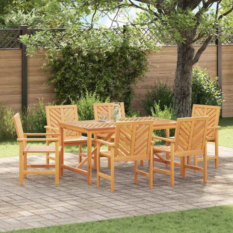Silla de comedor 6 pcs Natural Madera de Acacia Sólida vidaXL (1/5)