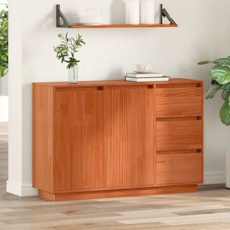 Aparador Roble Marrón 111 x 34 x 75 cm Madera de pino macizo vidaXL (1/5)
