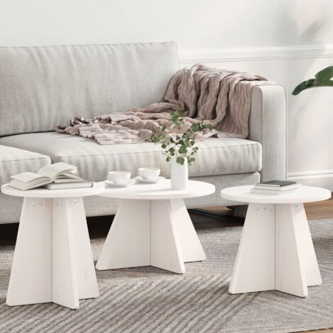 Mesa de Café 3 pcs 49 x 49 x 30 cm Madera maciza de pino vidaXL (1/5)