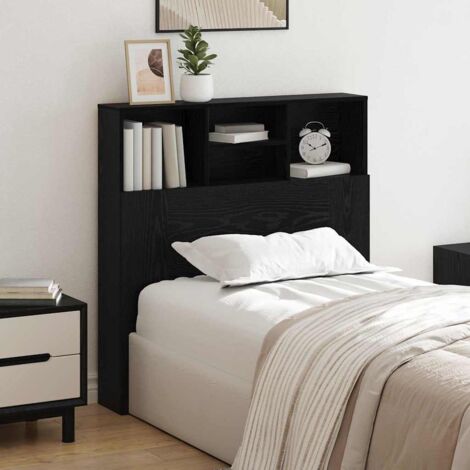 Cabecero de armario con estante Roble negro Madera Ingénierie vidaXL