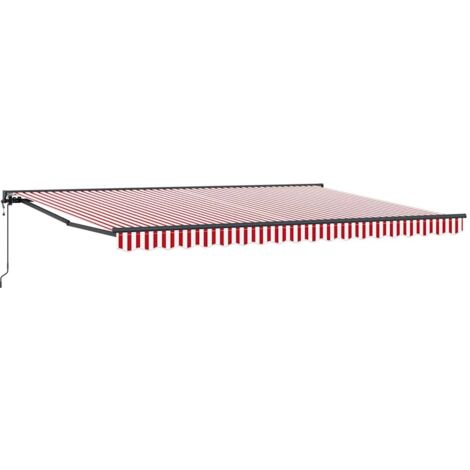 Toldo Retráctil Rayas rojas y blancas 450x300 cm tela vidaXL