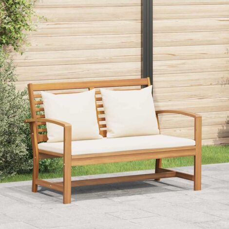Banco Marrón y crema 110 x 66 x 76 cm Madera de teca maciza vidaXL (1/5)
