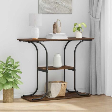 Mesa Consola con estante Roble ahumado 101 x 35 x 80.5 cm vidaXL