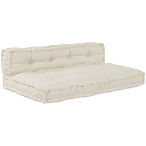 vidaXL Cojín de sofá 2 pcs Crema 120 x 80 x 34 cm tela