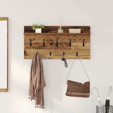 Perchero de pared con estante Madera vieja 80 x 40 x 12 cm vidaXL (1/5)
